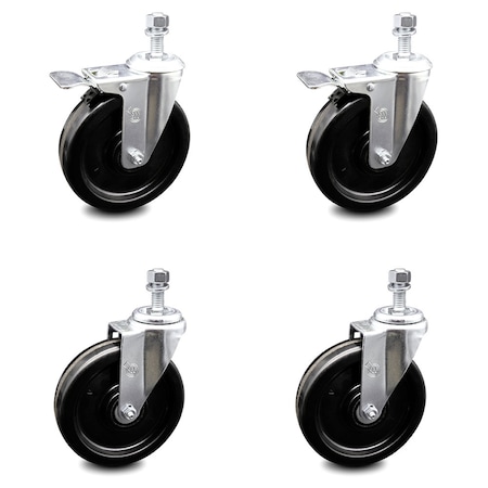 Service Caster 6 Inch Phenolic Swivel 12mm Threaded Stem Caster Total Lock Brake SCC, 2PK SCC-TSTTL20S615-PHS-M1215-2-S-2